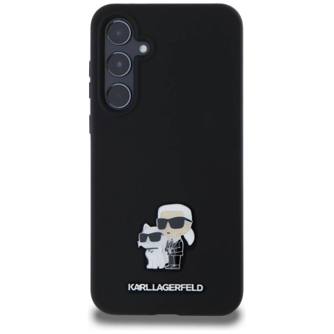 Etui Karl Lagerfeld Silicone Karl&Choupette Metal Pin na Samsung Galaxy A55 - czarne