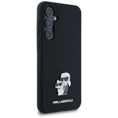 Etui Karl Lagerfeld Silicone Karl&Choupette Metal Pin na Samsung Galaxy A55 - czarne