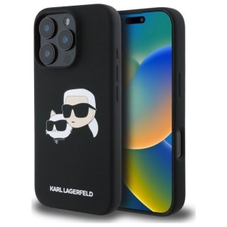 Etui Karl Lagerfeld Silicone nauble Heads Print MagSafe na iPhone 16 Pro Max - czarne