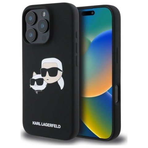 Etui Karl Lagerfeld Silicone nauble Heads Print MagSafe na iPhone 16 Pro Max - czarne