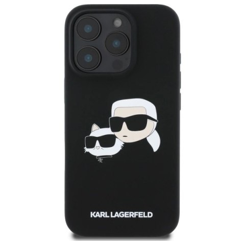 Etui Karl Lagerfeld Silicone nauble Heads Print MagSafe na iPhone 16 Pro Max - czarne
