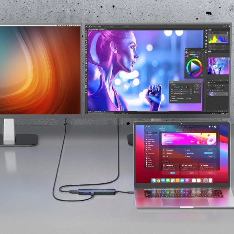 Hub USB-C 6 w 1 Wozinsky WHBC10Y4S wielofunkcyjny, aluminiowy, z kablem 15 cm - szary