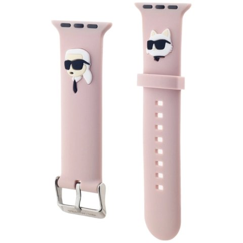 Pasek Karl Lagerfeld 3D Rubber Karl&Choupette Heads na Apple Watch 42/44/45/49mm - różowy