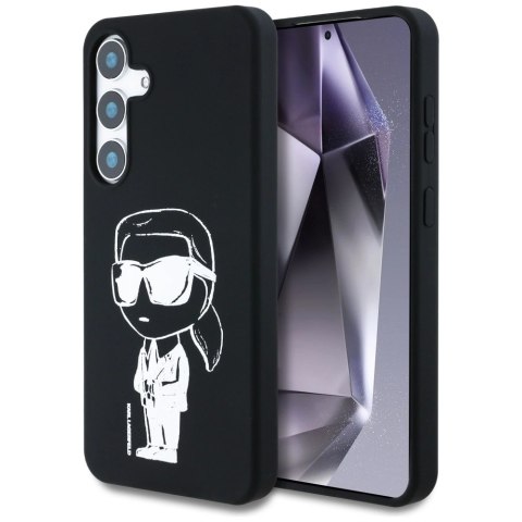 Etui Karl Lagerfeld Silicone Graffiti Ikonik Printed Logo MagSafe Samsung Galaxy S25 czarny