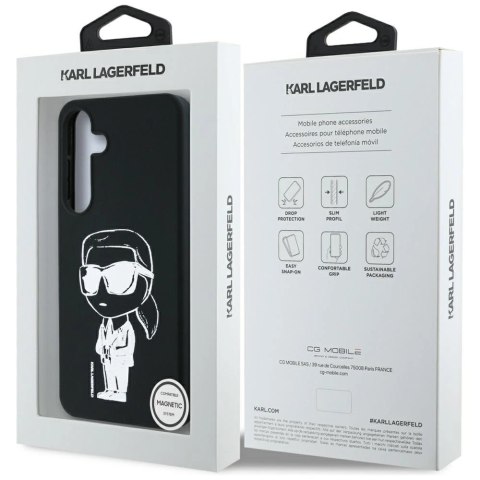 Etui Karl Lagerfeld Silicone Graffiti Ikonik Printed Logo MagSafe Samsung Galaxy S25 czarny
