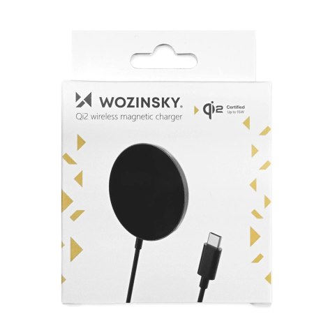Ładowarka indukcyjna magnetyczna Wozinsky 15W bezprzewodowa Qi2 - czarna