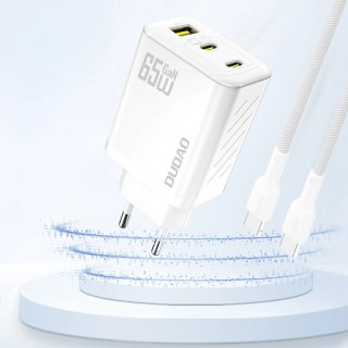Ładowarka sieciowa Dudao A29 65W GaN 2 x USB-C + 1 x USB-A - biała