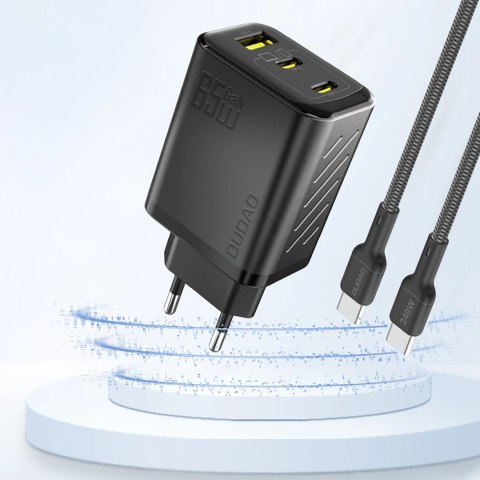 Ładowarka sieciowa Dudao A29 65W GaN 2 x USB-C + 1 x USB-A - czarna