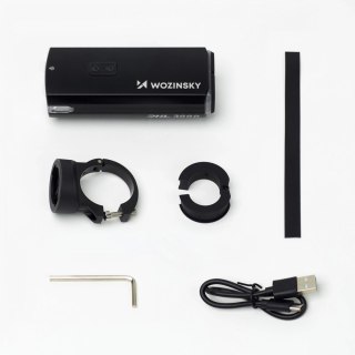 Lampka rowerowa przednia Wozinsky + kabel USB-C (3000 lm) - czarna