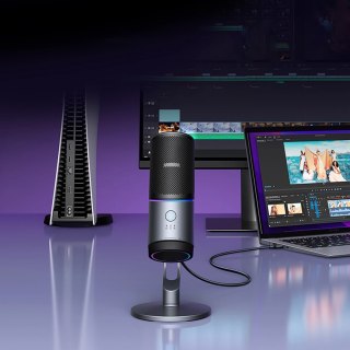 Mikrofon Ugreen CM769 na biurko, z USB-A, RGB LED - srebrny