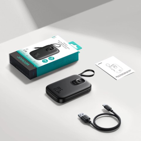 Powerbank Joyroom JR-PBF18 22.5W 10000mAh z wbudowanym kablem Lightning + kabel USB-C 0.25 cm - czarny