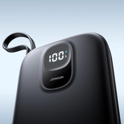 Powerbank Joyroom JR-PBF18 22.5W 10000mAh z wbudowanym kablem Lightning + kabel USB-C 0.25 cm - czarny