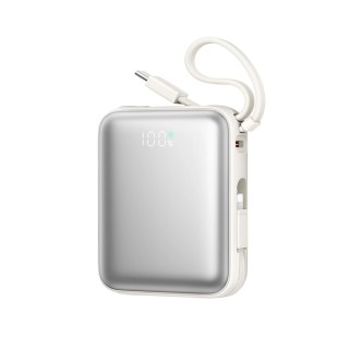 Powerbank Joyroom JR-PBF27 10000mAh 22.5W z wbudowanymi kablami USB-C i Lightning - biały