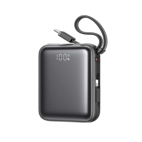 Powerbank Joyroom JR-PBF27 10000mAh 22.5W z wbudowanymi kablami USB-C i Lightning - czarny