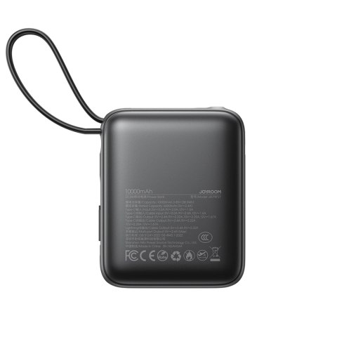 Powerbank Joyroom JR-PBF27 10000mAh 22.5W z wbudowanymi kablami USB-C i Lightning - czarny