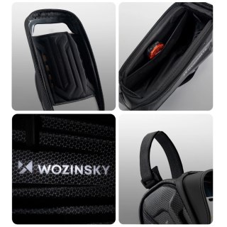 Sakwa rowerowa Wozinsky na ramę pancerna z kieszonką na telefon 1.7 l - czarna