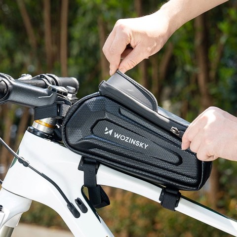 Sakwa rowerowa Wozinsky na ramę pancerna z kieszonką na telefon 1.7 l - czarna