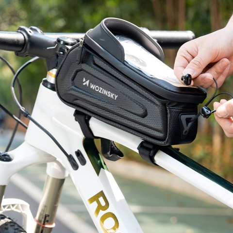 Sakwa rowerowa Wozinsky na ramę pancerna z kieszonką na telefon 1.7 l - czarna