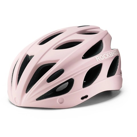 Kask rowerowy Rockbros z szybką, odpinane okulary z ochroną UV, odłączany daszek, unisex - różowy