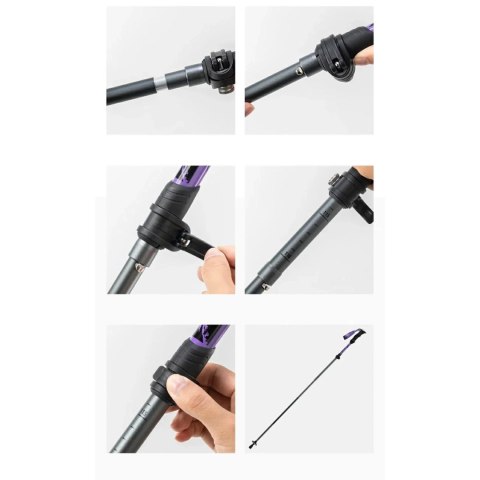 Kijek trekkingowy Qunature nordic walking aluminiowy 110 - 130 cm 1 szt. - fioletowy