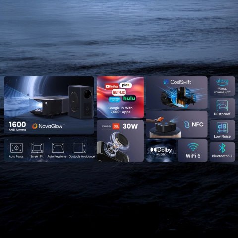 Projektor multimedialny Yaber K3 Pro LCD FullHD 1080p z głośnikami JBL i subwooferem - czarny