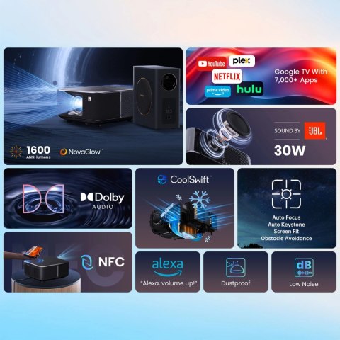 Projektor multimedialny Yaber K3 Pro LCD FullHD 1080p z głośnikami JBL i subwooferem - czarny