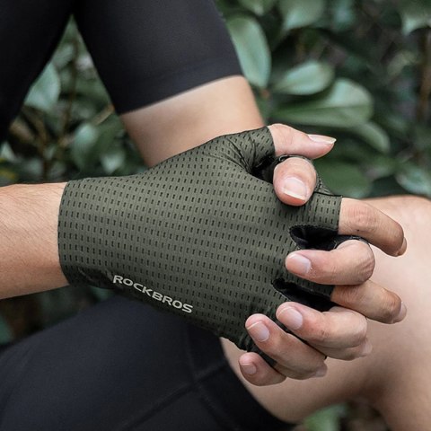 Rękawiczki rowerowe Rockbros oddychające, krótkie palce, rozmiar: XL - zielone