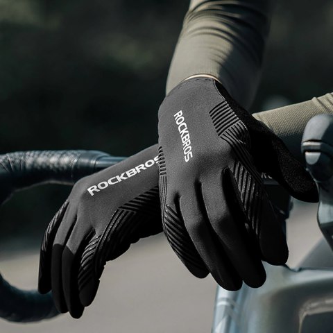 Rękawiczki rowerowe Rockbros wiosna/lato/jesień, pełne, rozmiar: XL- czarne