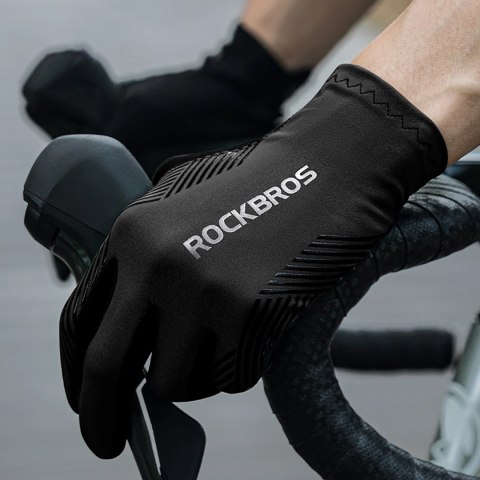 Rękawiczki rowerowe Rockbros wiosna/lato/jesień, pełne, rozmiar: L - czarne