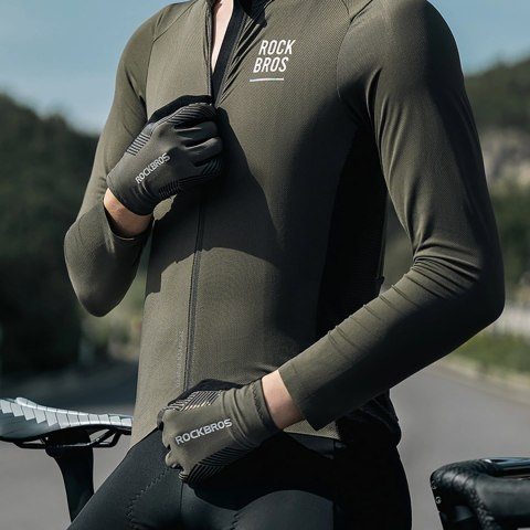 Rękawiczki rowerowe Rockbros wiosna/lato/jesień, pełne, rozmiar: M - zielone