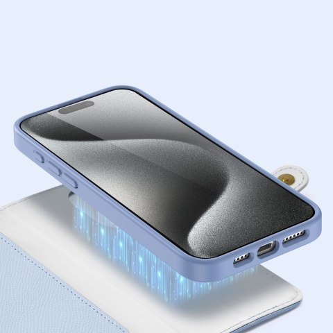 Etui skórzane Dux Ducis Lawa na iPhone 15 Pro - niebieskie