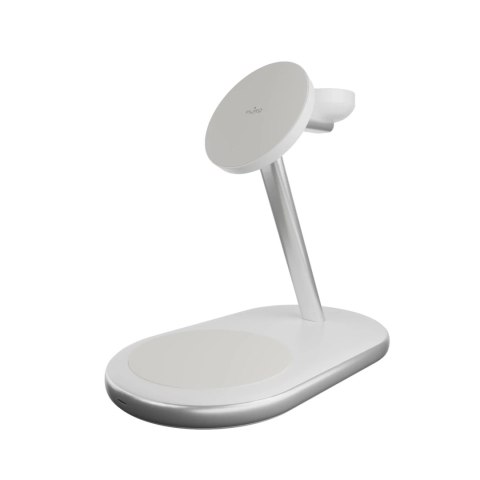 Ładowarka bezprzewodowa 3 w 1 Puro Mag Station Qi2 kompatybilna z MagSafe - biała