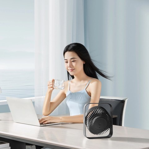 Mini wentylator Rtako WD0Y6S z podwójnym wirnikiem 3600mAh - czarny