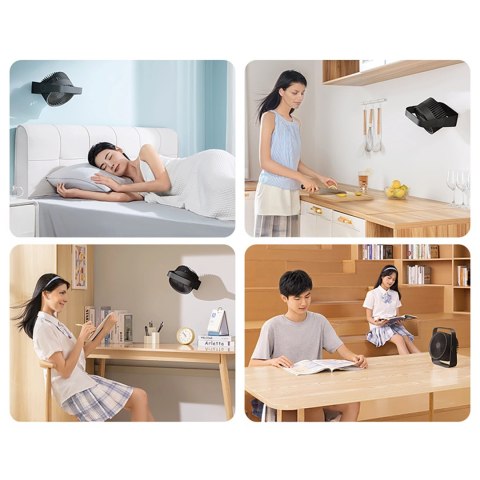 Mini wentylator Rtako WD0Y6S z podwójnym wirnikiem 3600mAh - czarny