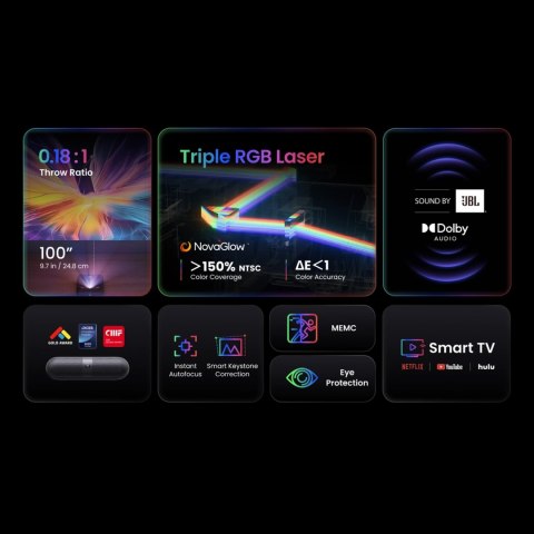 Projektor multimedialny Yaber K300s laserowy RGB FullHD 1080p z głośnikami JBL - czarny