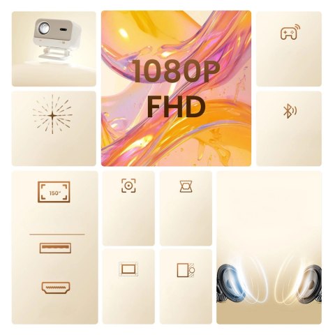 Projektor multimedialny Yaber L2 Plus LCD FullHD 1080p z głośnikami JBL - beżowy