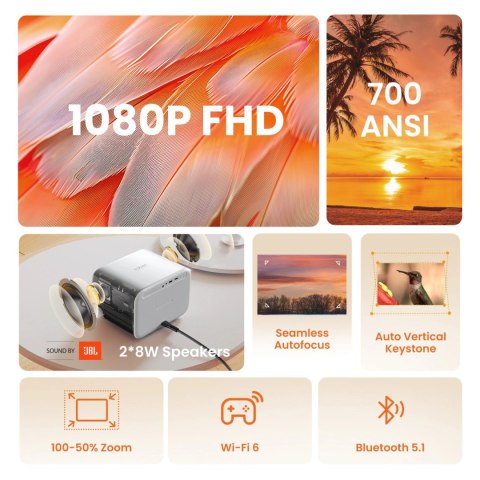 Projektor multimedialny Yaber L2s LCD FullHD 1080p z głośnikami JBL - biały