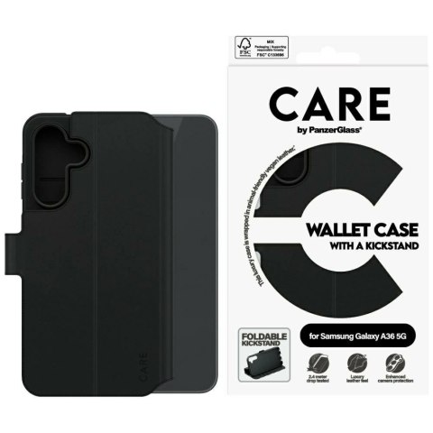 Etui CARE by PanzerGlass Feature Wallet Kickstand na Samsung Galaxy A36 5G - czarne