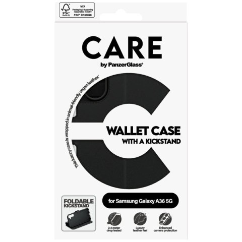 Etui CARE by PanzerGlass Feature Wallet Kickstand na Samsung Galaxy A36 5G - czarne