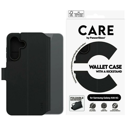 Etui CARE by PanzerGlass Feature Wallet Kickstand na Samsung Galaxy A56 5G - czarne