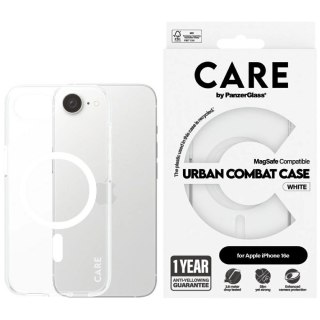 Etui CARE by PanzerGlass Flagship Urban Combat White MagSafe na iPhone 16e - przezroczyste