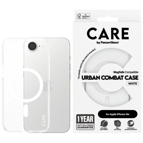 Etui CARE by PanzerGlass Flagship Urban Combat White MagSafe na iPhone 16e - przezroczyste