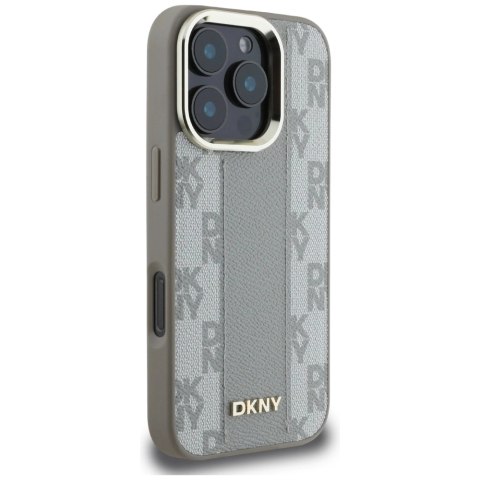 Etui DKNY Checkered Pattern Magsafe na iPhone 16 Pro - beżowe