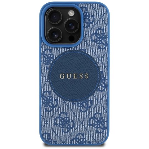 Etui Guess 4G Circle Classic Logo MagSafe na iPhone 16 Pro - niebieskie