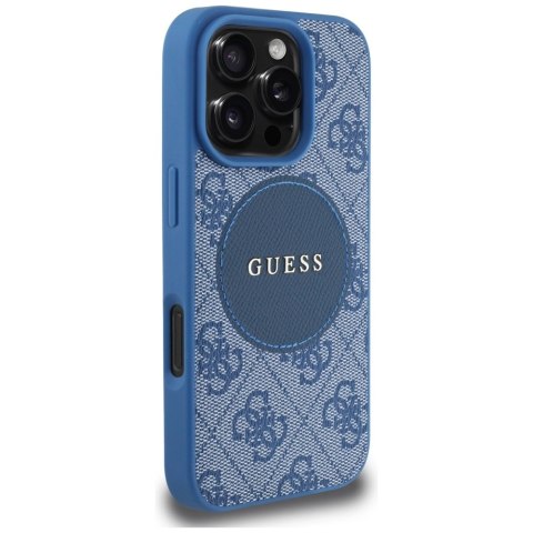 Etui Guess 4G Circle Classic Logo MagSafe na iPhone 16 Pro - niebieskie