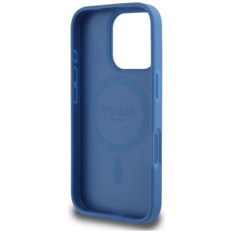 Etui Guess 4G Circle Classic Logo MagSafe na iPhone 16 Pro - niebieskie