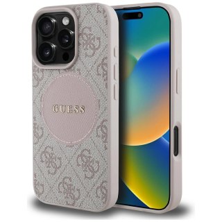 Etui Guess 4G Circle Classic Logo MagSafe na iPhone 16 Pro - różowe