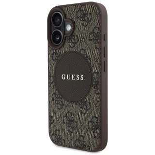 Etui Guess 4G Circle Classic Logo MagSafe na iPhone 16 - brązowe