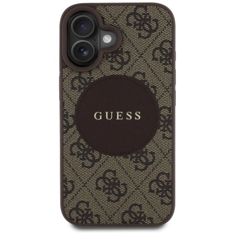 Etui Guess 4G Circle Classic Logo MagSafe na iPhone 16 - brązowe