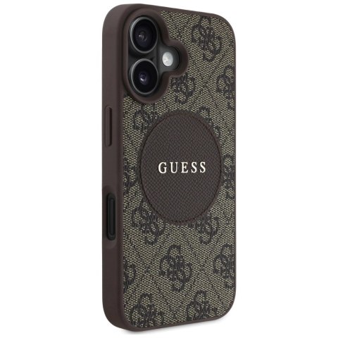 Etui Guess 4G Circle Classic Logo MagSafe na iPhone 16 - brązowe